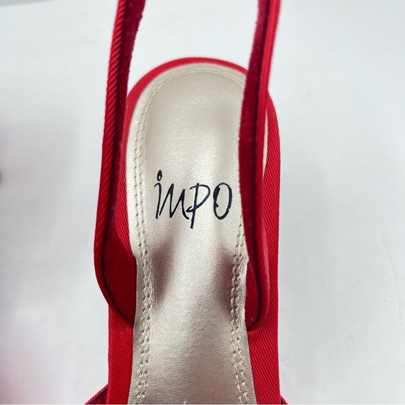 Impo Women’s Size 7.5M Enna Red Bow-Trimmed Pointed Toe Slingback Kitten Heels - Picture 7 of 15